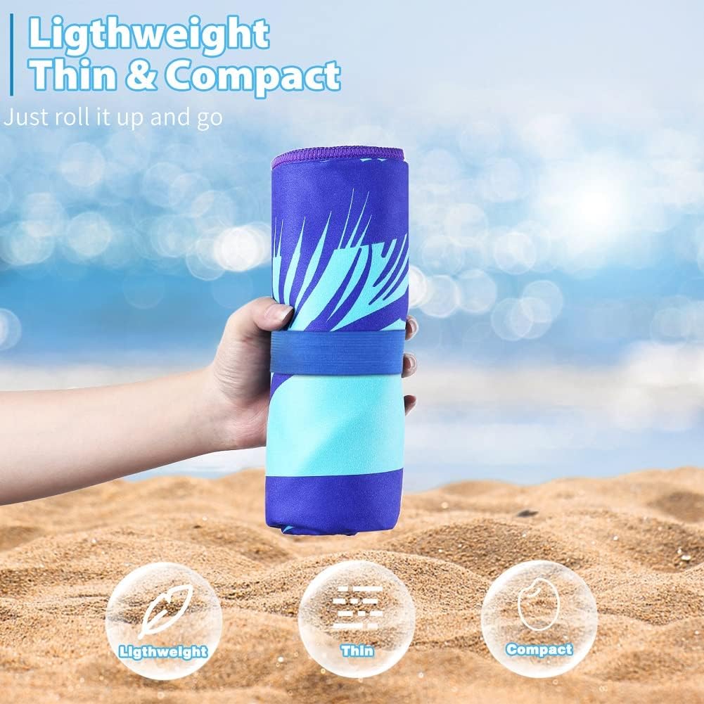 2 Pack Microfiber Lightweight Beach Towel 71"x32" Oversized Extra Large Thin Sand Free Towels Travel Swim Pool Yoga Gym Camping for Adults Women Men Beach Essentials Accessories Vacation Gift