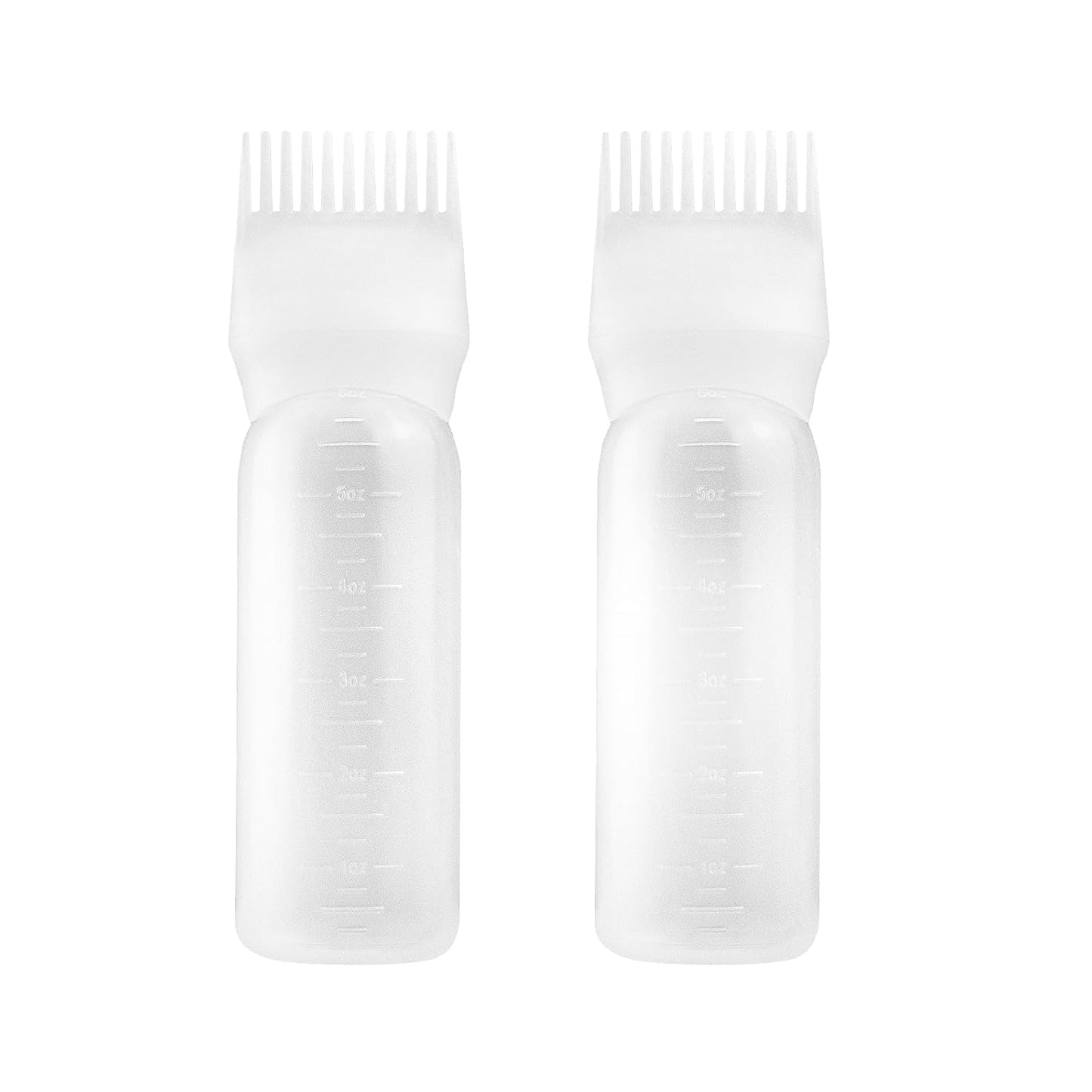 Root Comb Applicator Bottle, 6 Ounce, Hair Oil Applicator, Oil Applicator for Hair Dye, Oil Bottles for Hair, Hair Oiling Applicator with Graduated Scale (2 Pack, White), MR-RFP-11