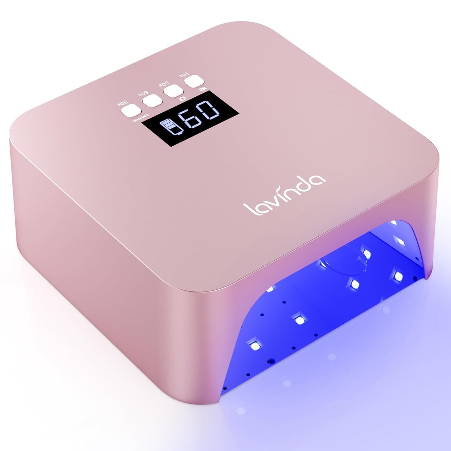 Lavinda 48W UV Nail Lamp, Rechargeable Cordless UV Light for Gel Nails LED Nail Dryer with Auto Sensor, 4 Timer Settings & LCD Display, Fast Curing Light All Gel Polish for Home&Salon (Rose Gold X7)