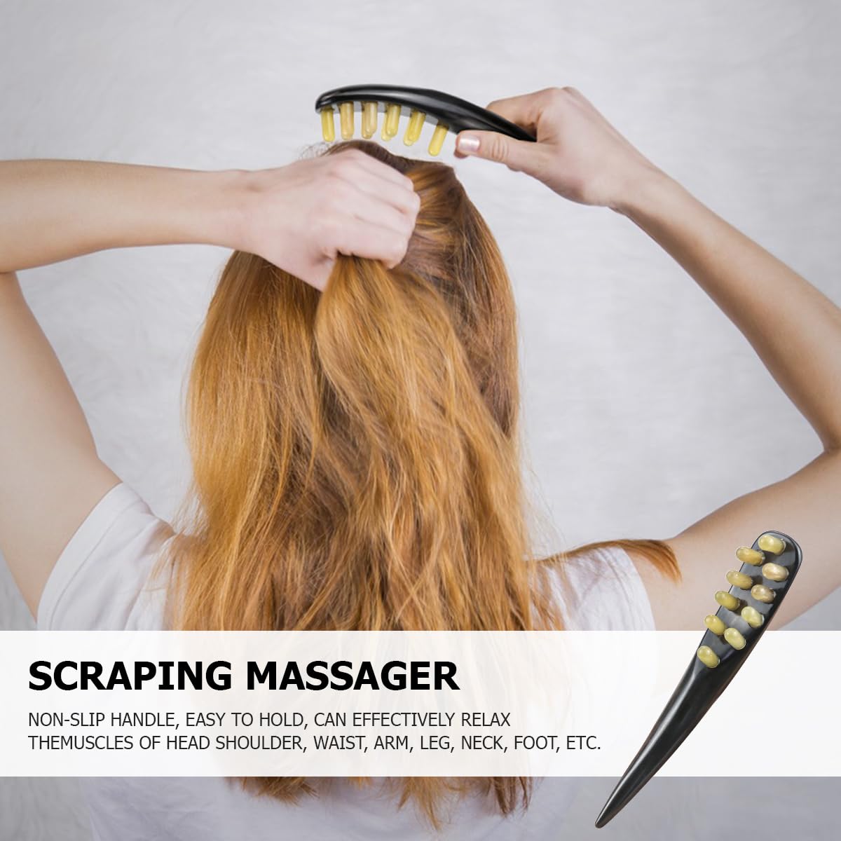 FERCAISH Ox Horn Massage Tool for Back, Neck, Eyes and Face - Meridian Head Scraping Stick for Guasha Therapy and Trigger Point Treatment