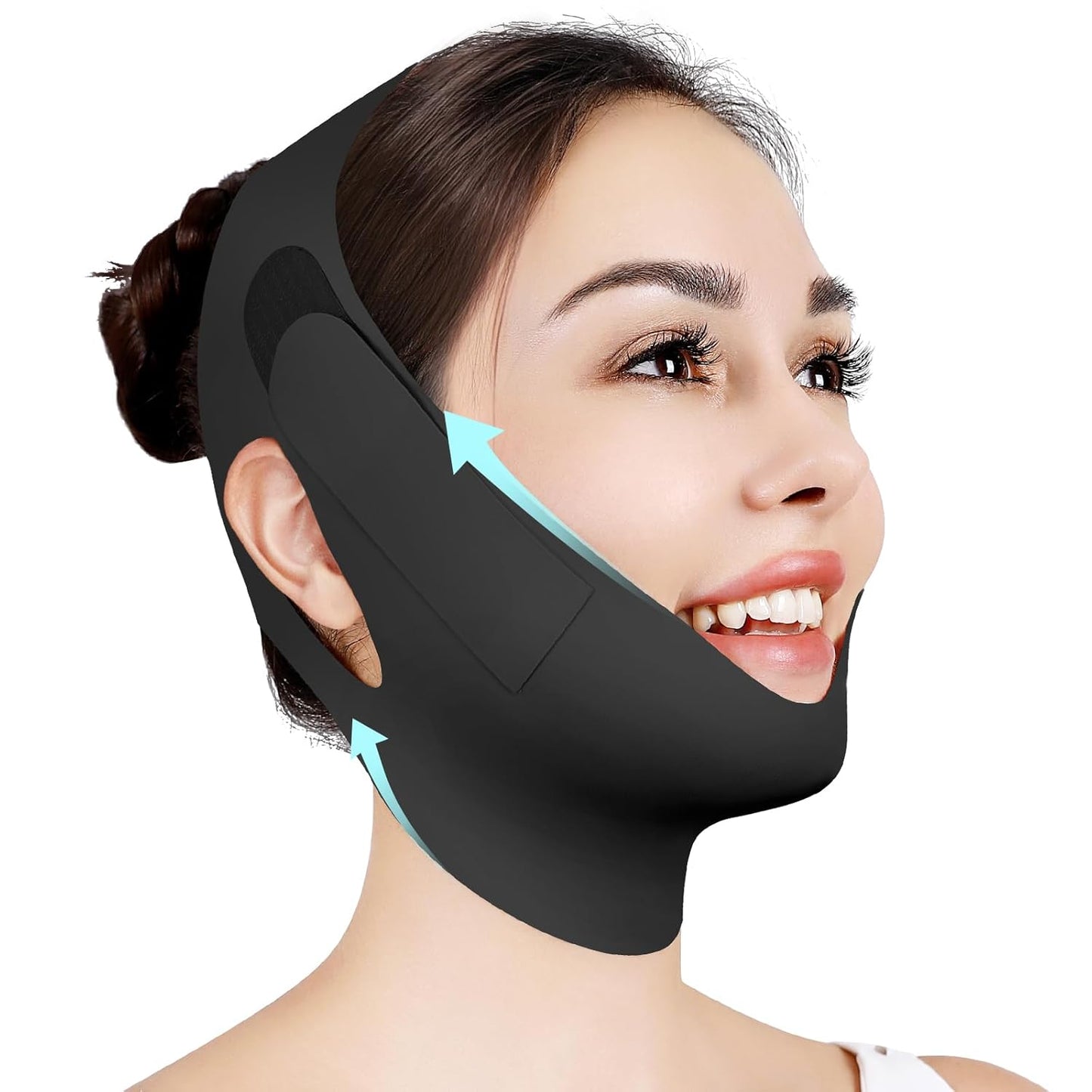 Chin Strap for Sleeping,Double Chin Reducer,Adjustable Chin Strap,Jaw Strap,Jawline Shaper,V Line Lifting Mask,Black,L