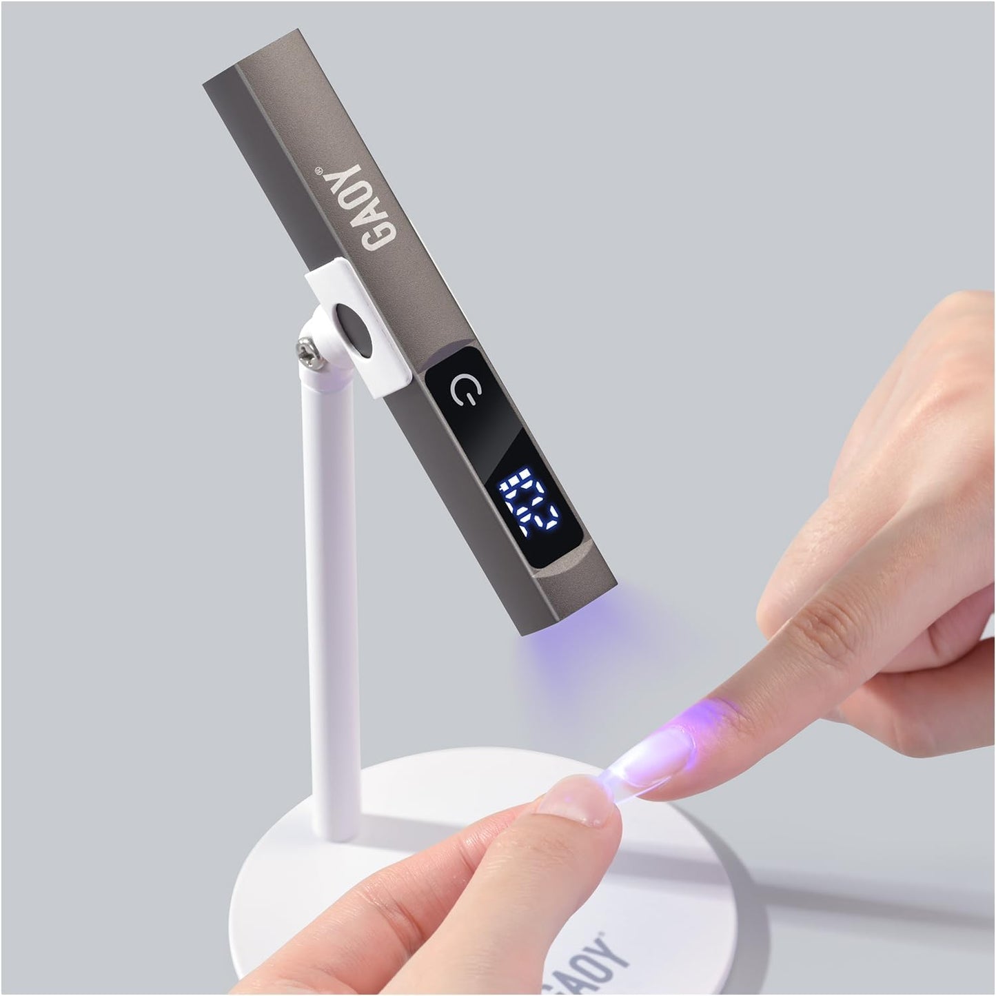 GAOY Cordless UV Light with Stand, Handheld Nail Lamp, Portable LED Nail Lingt, Cordless Rechargeable, Fast Curing, Matte Black