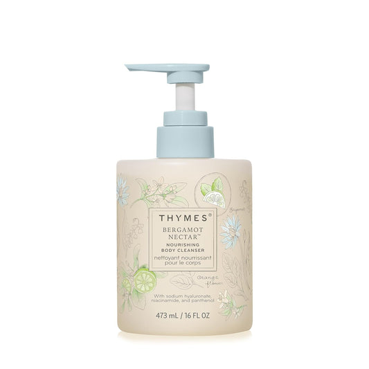 Thymes Nourishing Body Cleanser - Large Moisturizing Body Wash with Pump - Hydrating Cleanser - Notes of Bergamot, Orange Flower, Lemon, Lotus & Sandalwood. (Bergamot Nectar, 16 fl oz)