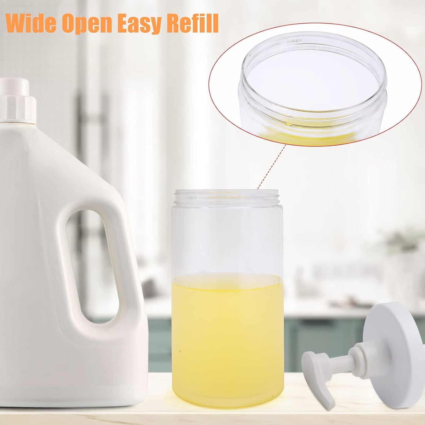 Cosywell Pump Bottle Dispenser Plastic Pump Bottles Refillable Bottles Wide Mouth Jar Style Empty Pump Bottles Bathroom Shower Containers for Lotion Shampoo Conditioner (White, 3X 1000ml)