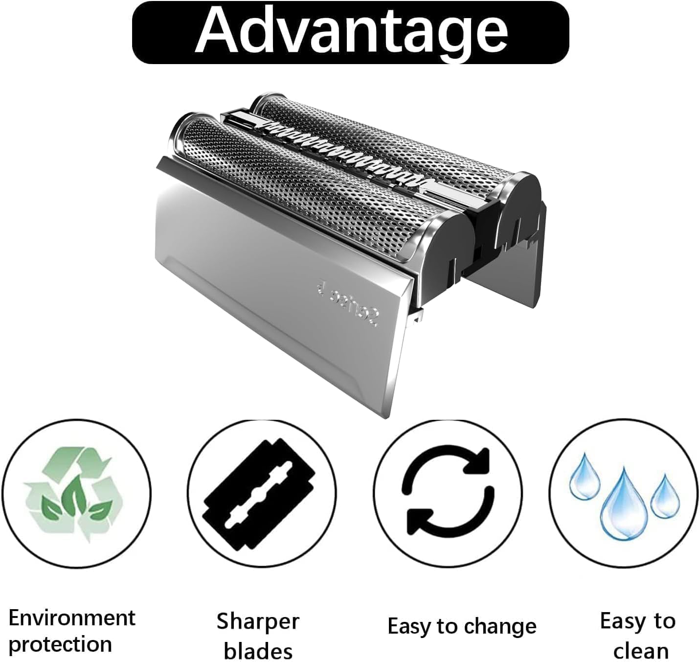 2Pack 52S Replacement Head Compatible with Braun Series 5, 52S Wet and Dry Replacement Foil and Cutter for Braun Electric Shaver S5 5020s 5030s 5040s 5050cc 5070cc 5090cc