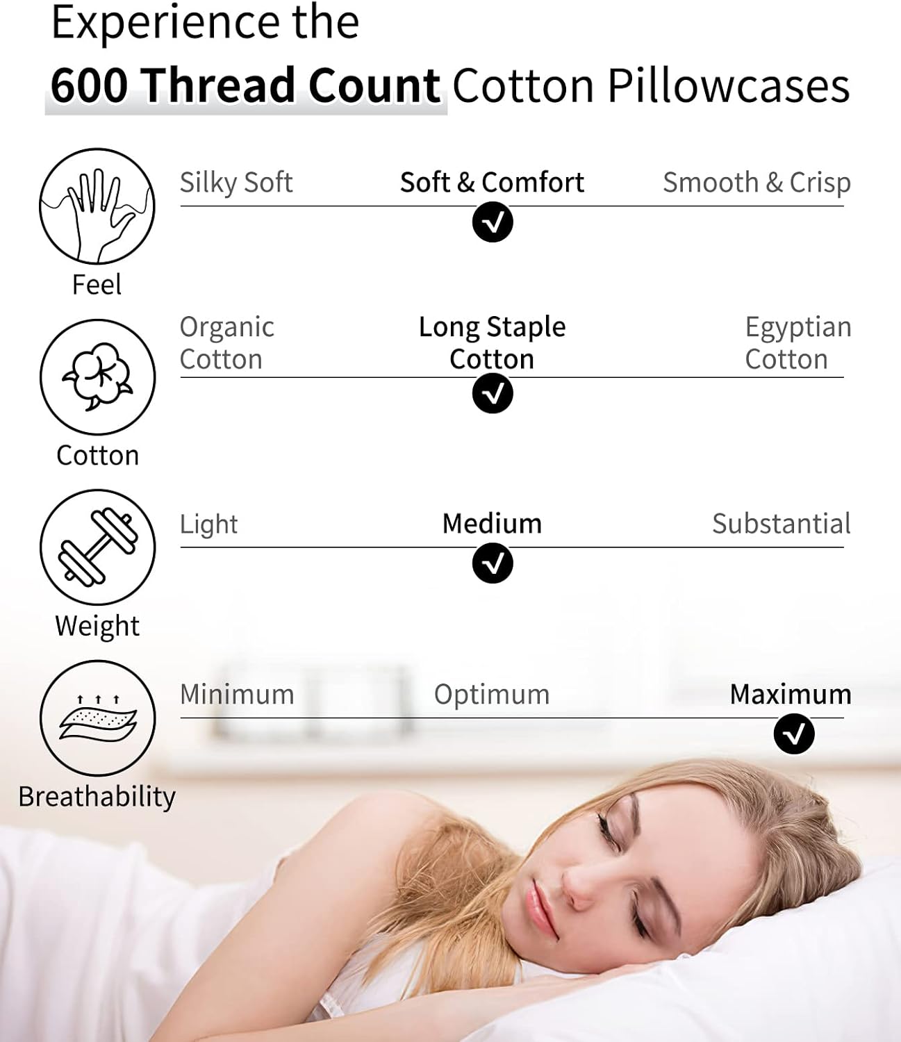 Warmstar Cotton Pillow Cases King Size Set of 2, 600 Thread Count Pillowcases 20x36 Inches, Soft Long Staple Cotton Pillowcases Breathable with Envelope Closure,Plum