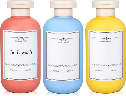 3 PACK Travel Shampoo Bottle, Empty Plastic Squeeze Bottles 6.8oz with Flip Cap, Lotion Container for Toiletries Travel Size Shampoo and Conditioner