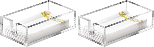 Acrylic Napkin Holder - Clear Thicker Guest Towel Holder Tray for Bathroom Kitchen Dining Room, Disposable Paper Hand Towels?0.2in Thickness? (Pack of 2)