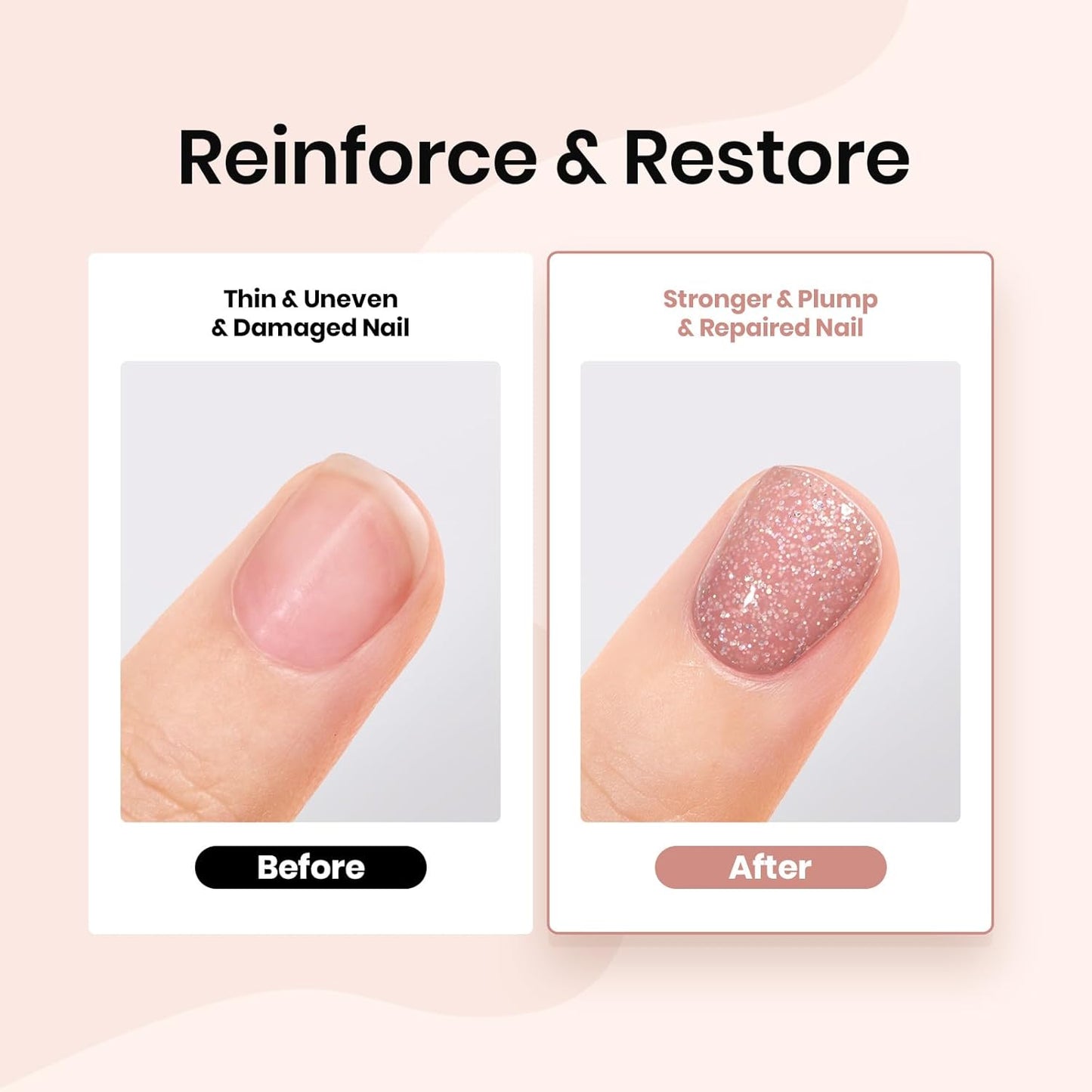 Beetles Rubber Base Color Gel Nail Polish, 6 Colors 5 IN 1 Nude Rubber Base Gel Neutral Sheer Pink Peach Glitter Nail Polish for Thin Nails Soak Off Nail Art Design Gifs for Women