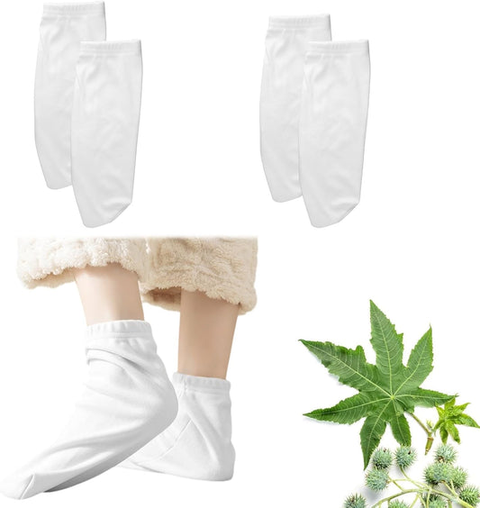 2 Pairs Castor Oil Pack Wrap for Feet, Reusable Castor Oil Pack Wrap Organic Cotton, Comfortable and Breathable for Sleeping, Yoga and Other Occasions - Moisturizing & Relieving Cracking & Tingling