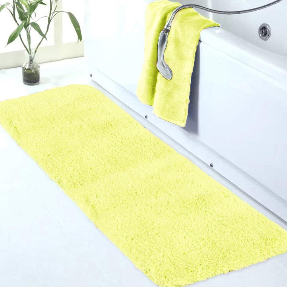 Walensee Large Bathroom Rug (24 x 48, Yellow) Extra Soft and Absorbent Shaggy Bath Rug Machine Washable Microfiber Bath Mat Non Slip Bath Mat, Luxury Bathroom Floor Mats
