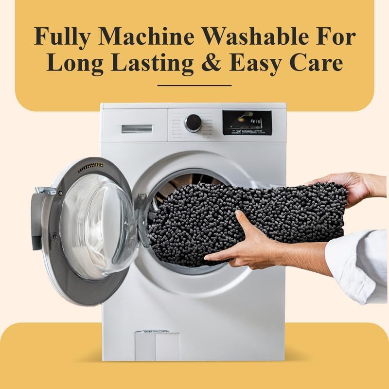 MAYSHINE Chenille Plush Extra Long Bath Mat Runner, 1 INCH Pile, Charcoal Gray, 59x31 inches, Machine Washable, Non-Slip