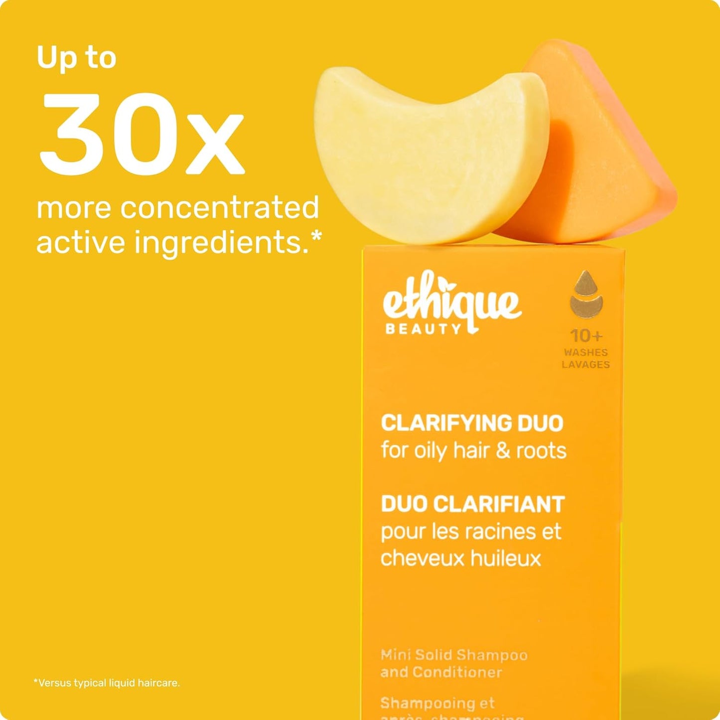 Ethique Beauty Mini Sampler Solid Shampoo & Conditioner Bar Set - Clarifying Shampoo for oily hair with Castor Oil