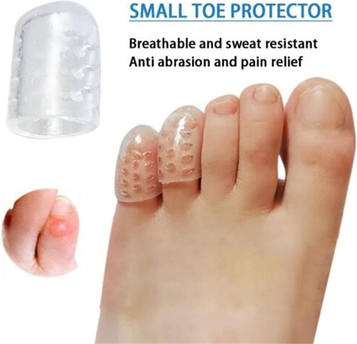 Silicone Anti Friction Toe Protectors Women, 30 Pcs Gel Toe Separators Breathable Little Toe Covers for Men and Women, Toe Sleeves for Ingrown Toenails, Corns, Calluses, Blisters and Pain Relief