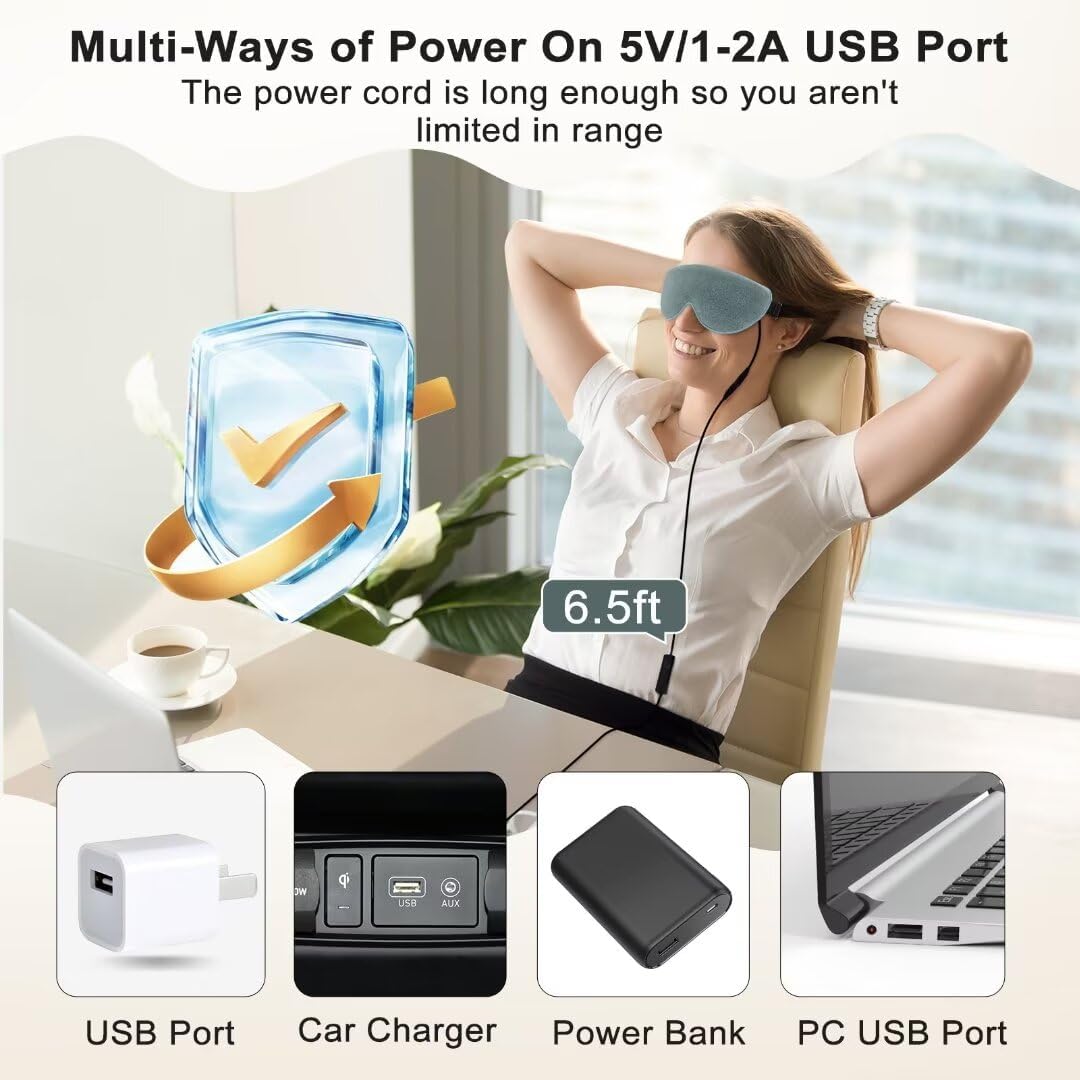 KOVNLO Heated Eye Mask, Washable USB Electric Moist Heat Warm Compress for Eyes, Eye mask with Flaxseed for Dry Eyes, Blepharitis, Chalazion, MGD, Stye Eye Treatment