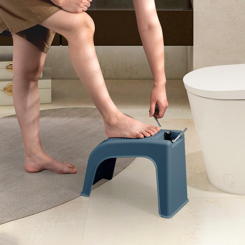 Shower Foot Rest for Shaving Legs, Non-Slip Pedicure Foot Rest, Shower Foots Step Stool for Shaving Legs, Plastic Sturdy Pedicure Stand - Blue