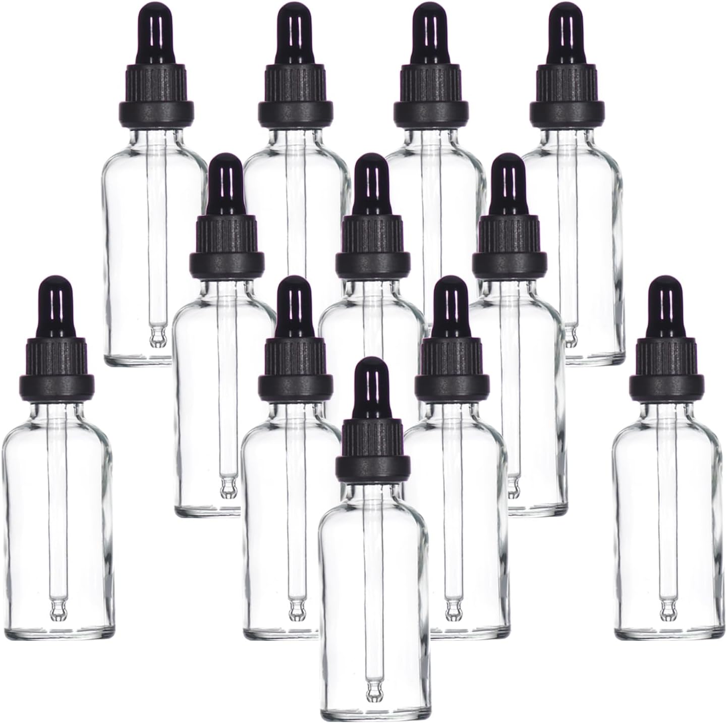 YIZHAO Clear Glass Dropper Bottle 2oz, Tincture Bottles with Glass Dropper, for Essential Oils, Aromatherapy, Cosmetic, Laboratory, Pharmacy, Liquids, Travel –12 Pcs