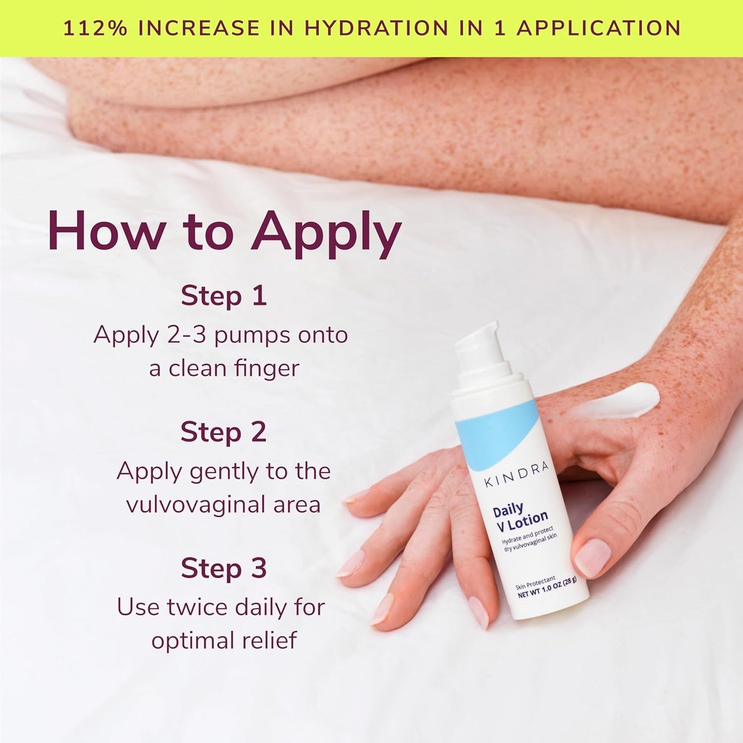 Kindra Daily V Moisturizer Lotion - Vaginal Cream For Vaginal Dryness, Feminine Care, Itch, Discomfort - Hormone Free, Gyn Tested, pH-balanced, Doctor Recommended - 60 Applications