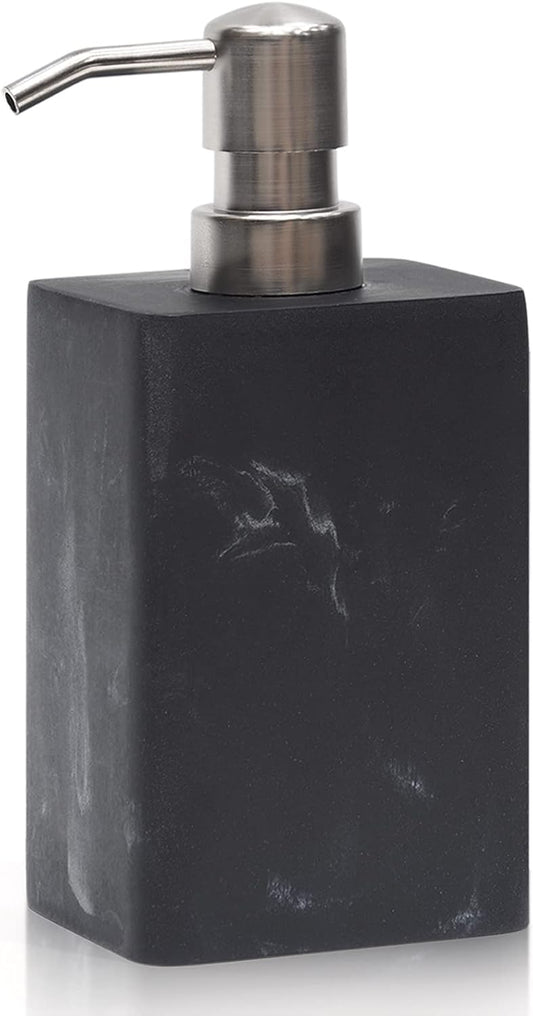 15 Oz Marble Style Resin Soap Dispenser with Easy-Press Pump,Suanti Hand Soap Dispenser for Bathroom Counter and Kitchen Sink Decor,Refillable Dish Soap Bottle for Lotion,Liquid Dish Soap-Matte Black