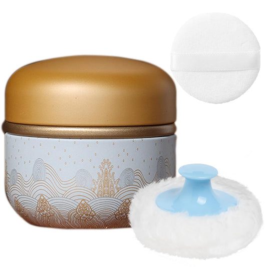 Powder Puff and Powder Container for Body Dusting Powder Case with Puff for Baby and Women,Loose Powder Containers with Puff for Travel (Landscape)