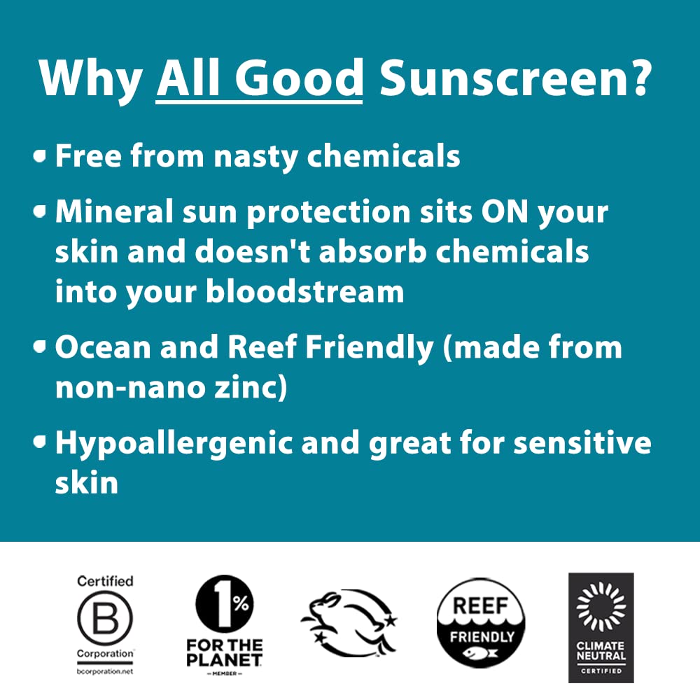 All Good Baby & Kids Mineral Face & Body Sunscreen - UVA/UVB Broad Spectrum, Coral Reef Friendly, Water Resistant, Zinc Oxide - SPF 50 Butter Stick & SPF 30 Spray
