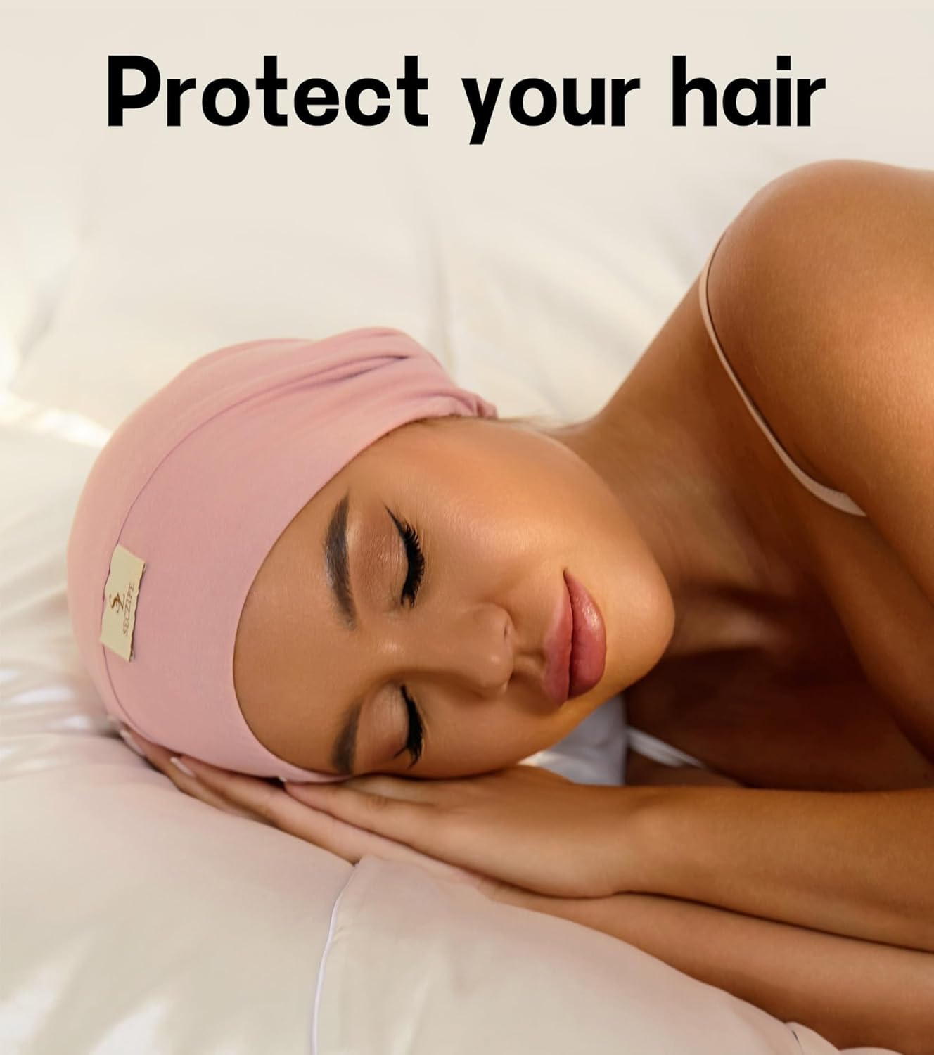 2pcs Silk Satin Bonnet Hair Wrap for Sleeping, Adjustable Strap Curly Natural Hair Night Caps for Women Men(Pink&Pink)