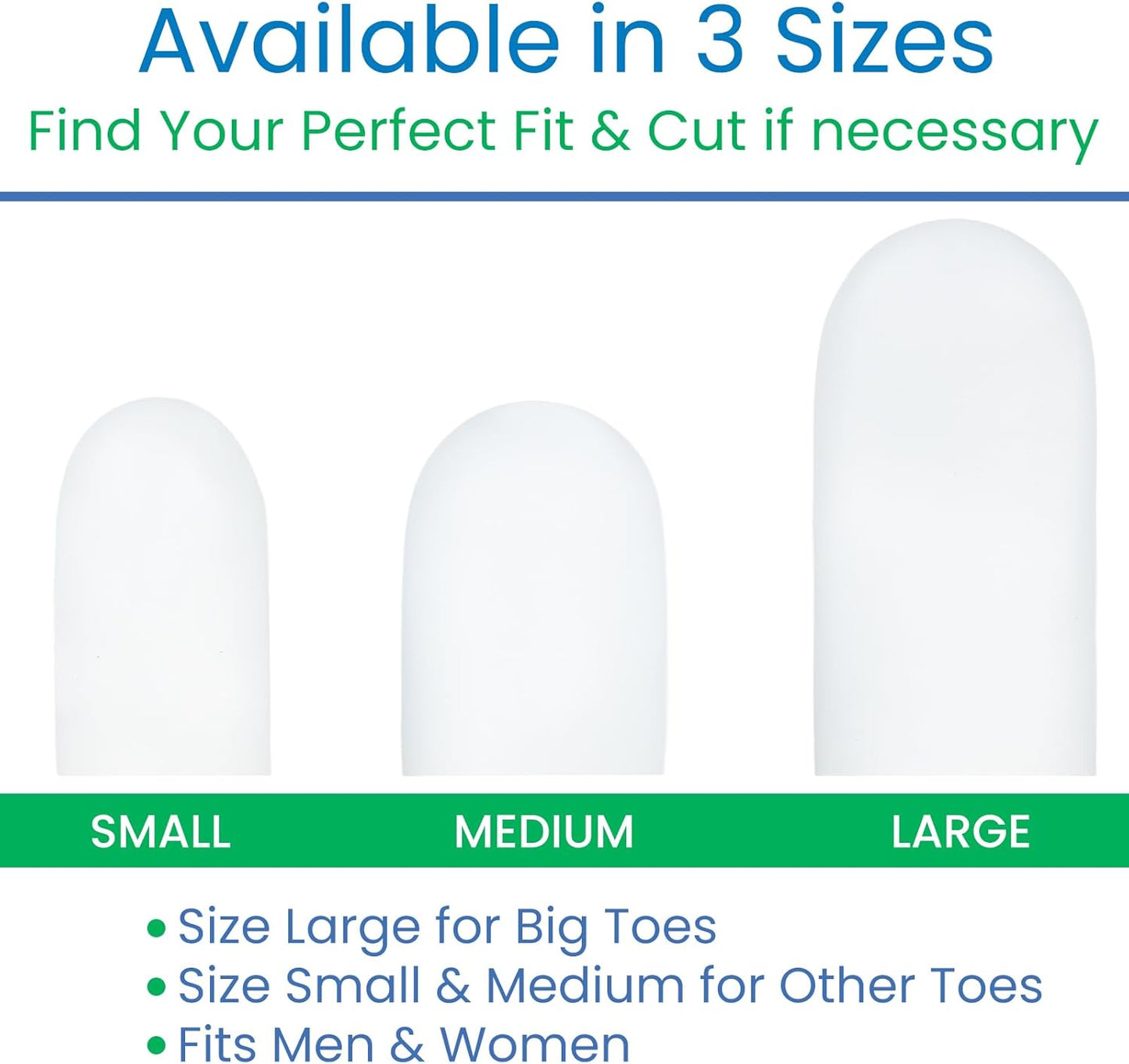 ViveSole Soft Gel Toe Protectors for Men & Women (10 Pack) - Toe Caps for Foot Pain Relief - Flexible Cushion Sleeves for Blisters, Ingrown Toenails, Hammer Toes, Corns, Calluses, Blisters (Small)