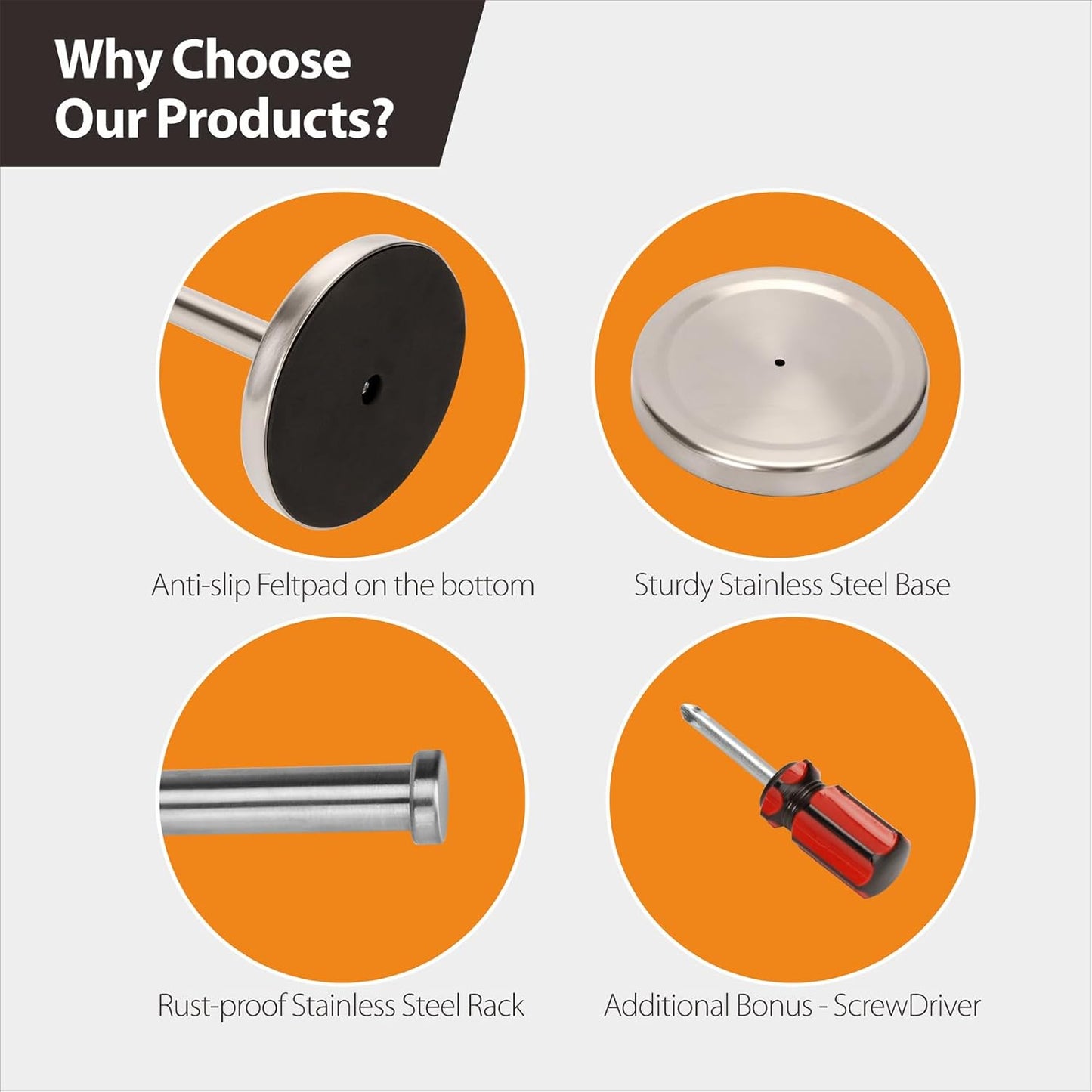 Hand Towel Holder Stand with Heavy Base, Hand Towel Rack for Bathroom (Stainless Steel, Brushed Nickel)