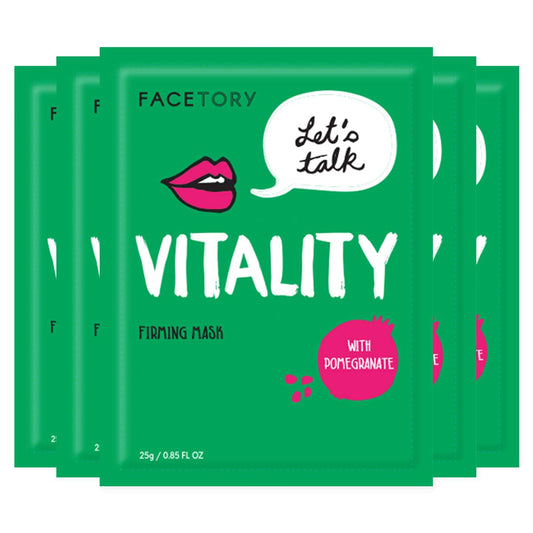 FACETORY K Beauty Face Mask Skin Care - LET'S TALK VITALITY FIRMING Sheet Mask with Pomegranate & Shea Butter | Firming Mask with Antioxidants, Plump & Hydrate (5 Pack)
