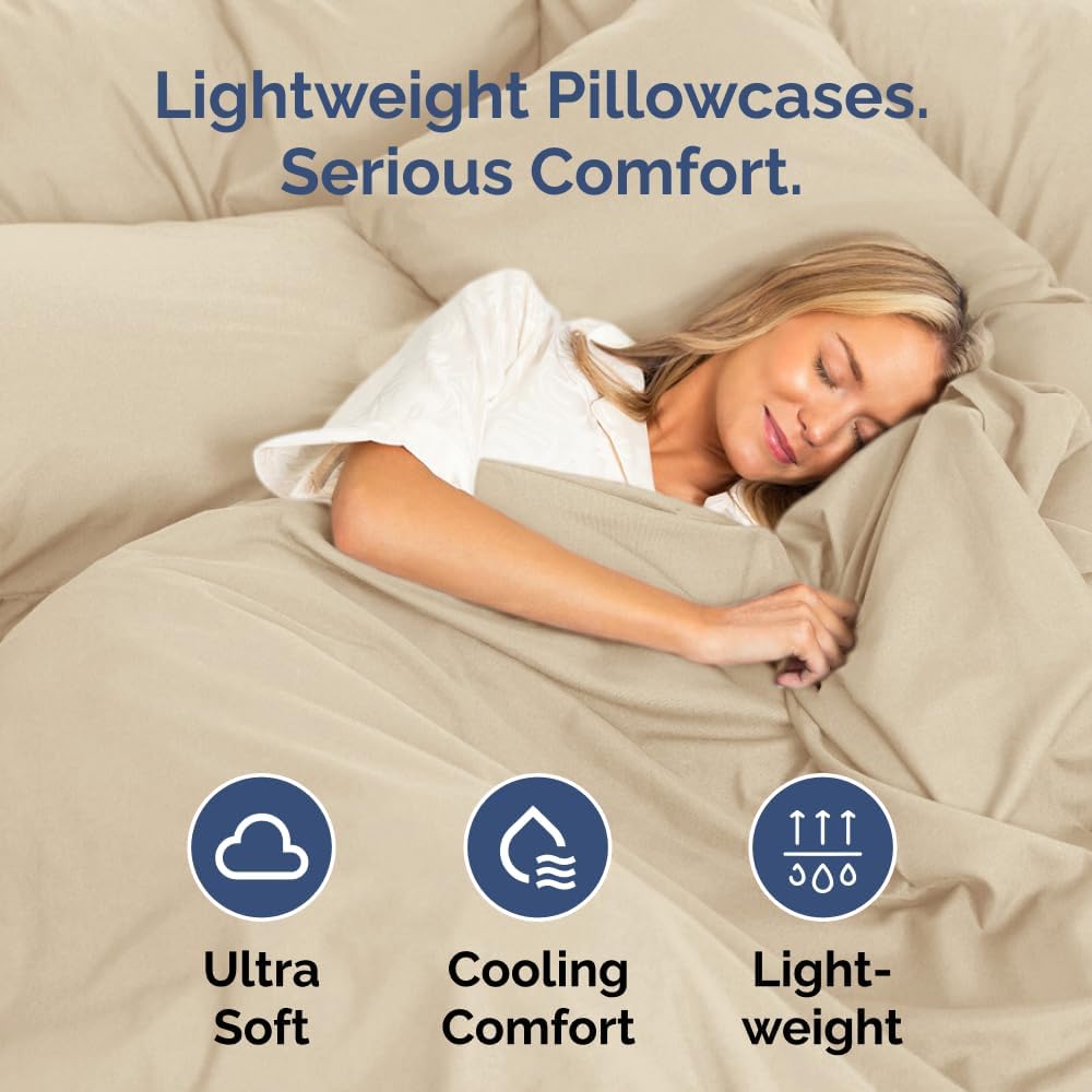 King Pillow Cases Set of 10 - Ultra Soft Hotel Quality Pillowcase Covers - Comfy & Wrinkle Free - Shrink, Stain and Fade Resistant - Easy-Care, Machine Washable Pillow Protectors - 10 Pcs Set - Cream