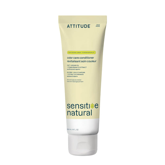 ATTITUDE Hair Conditioner for Sensitive Dry Scalp, Soothing Oat, Protects Color, Naturally Derived Ingredients, Dermatologically Tested, Vegan Detangler, Color Care, 8 Fl Oz