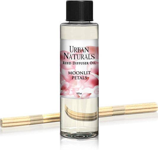 Urban Naturals Moonlit Petals Scented Oil Reed Diffuser Refill | Includes a Free Set of Reed Sticks! Magnolias, Peonies, Daisies, Honeysuckle, Pear & Rosewood | 4 oz