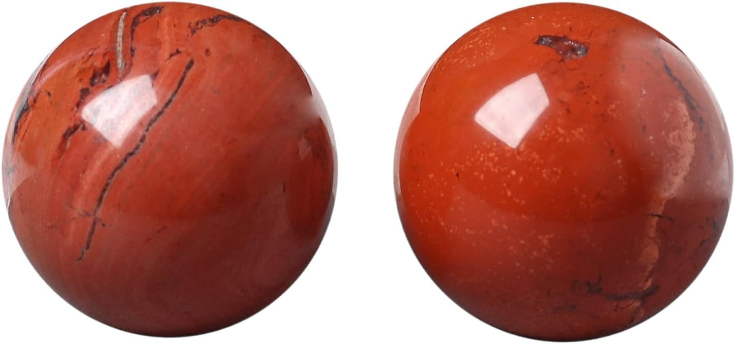 Hand Exercise Balls 30mm for Women - Set of 2 Natural Crystal Stone Spheres - Finger Joint Relief & Stress Relax, Perfect Size for Women's Hands, Red Jasper