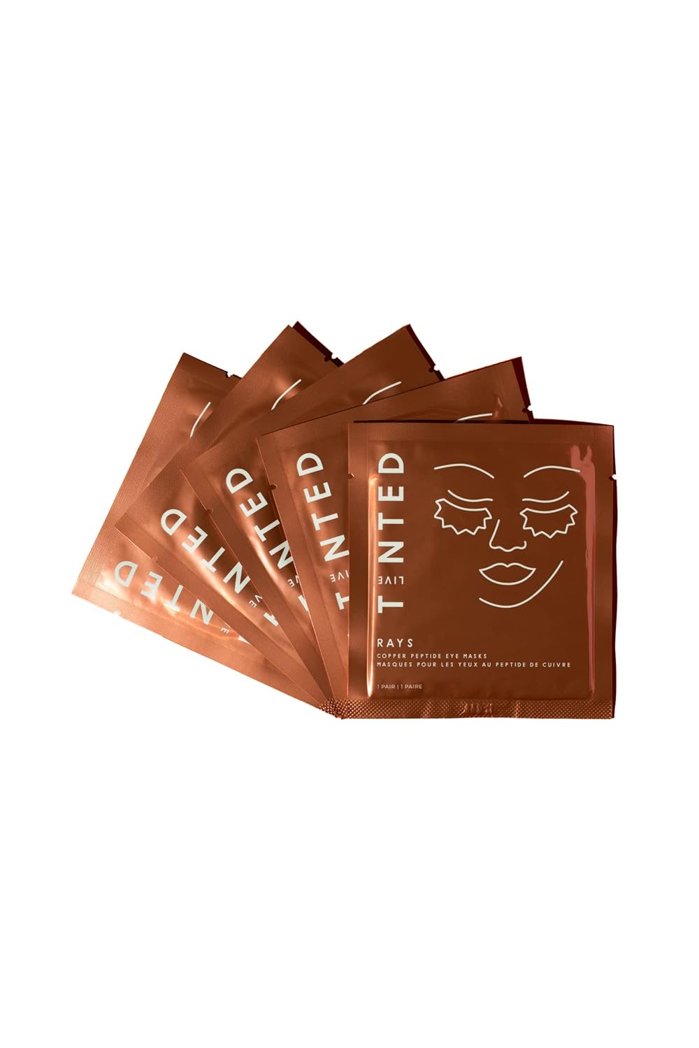 Live Tinted Rays Copper Peptide Eye Masks - Cooling, Brightening, and Nourishing Under Eye Patches, Reduces Fine Lines, Depuffs, & Hydrates with Copper Peptides, Banana Extract, and Bakuchiol - 1 Pair