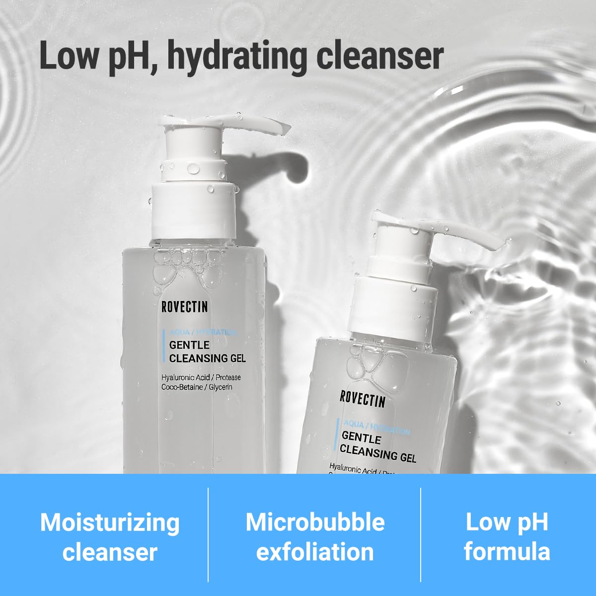 ROVECTIN Aqua Cleansing Gel (Conditioning Cleanser) Hydrating pH Balanced Facial Wash for Sensitive, Dry Skin | No Stripping, Fragrance-Free | Vegan, Korean Skincare (5.9 fl. oz)