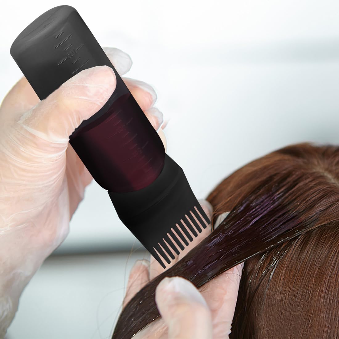 ELANE 4 Pcs Root Comb Applicator Bottle 6oz,Hair Oil Applicator Bottle for Hair,Oil Comb Applicator Hair Bottle Applicator for Hair Dye Shampoos Hair Salons Camping Traveling(Black)