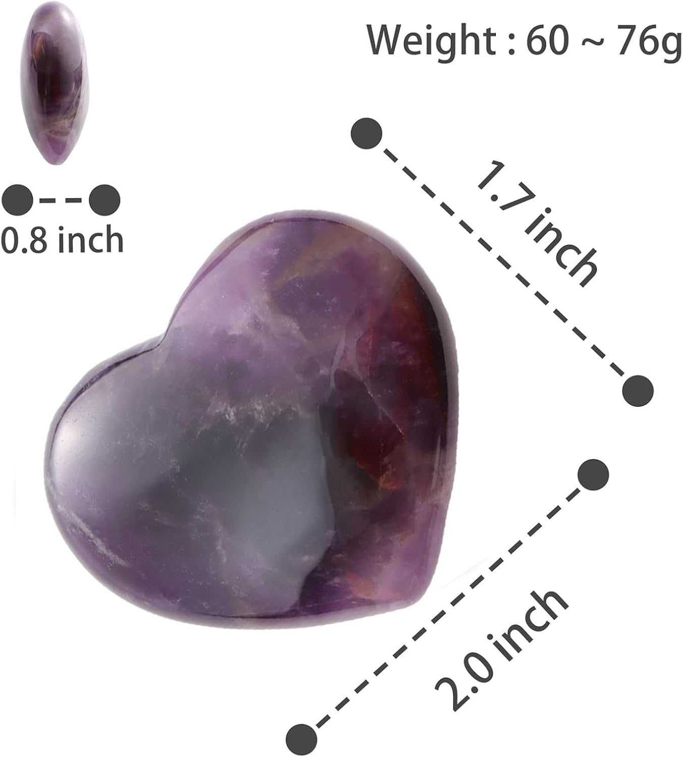Artistone 2 Inch Amethyst Crystal Heart Healing Crystals Heart Stones Polished Pocket Love Gemstones Chakra Reiki Energy Balancing Meditation Massag Gift