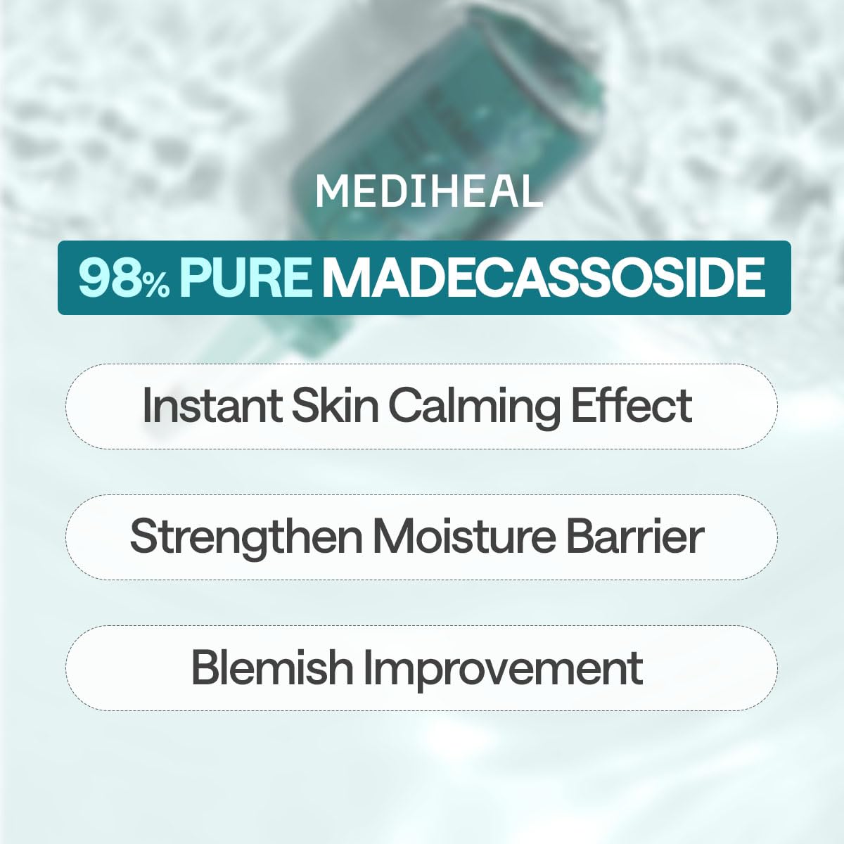 Mediheal Madecassoside Essential Sheet Mask Blemish Repair 10 pcs. 98% Purity Madecassoside & Hyaluronic Acid Included. Enhancing Moisture Barrier & Skin Texture Care. Vegan Formula Sheet Mask