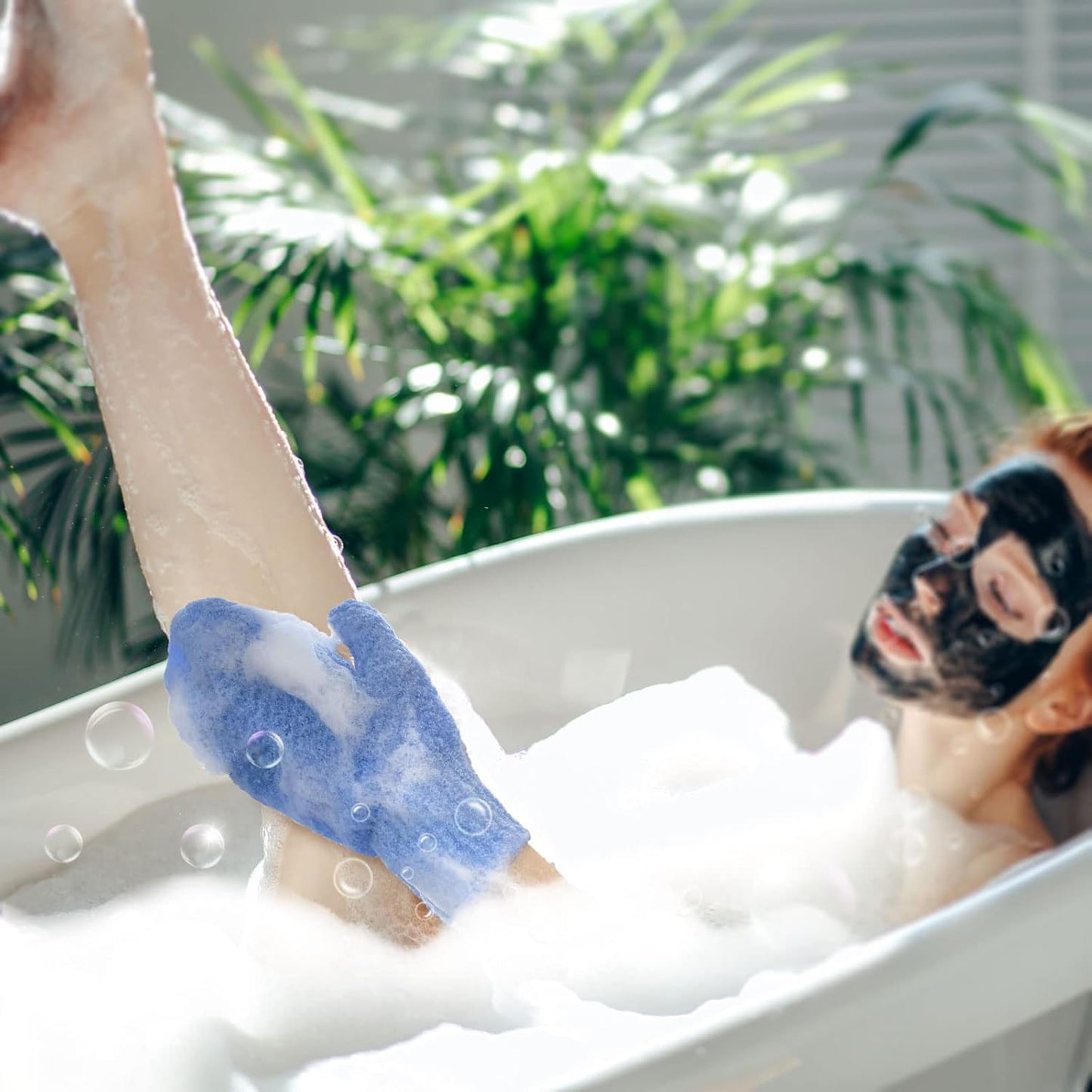 Evridwear Shower Exfoliating Mitts, Deep Cleanse Bathing Scrub Gloves Self Tan Scrubber Mitten Dead Skin Remover for Men and Women,1 Pair Moderate