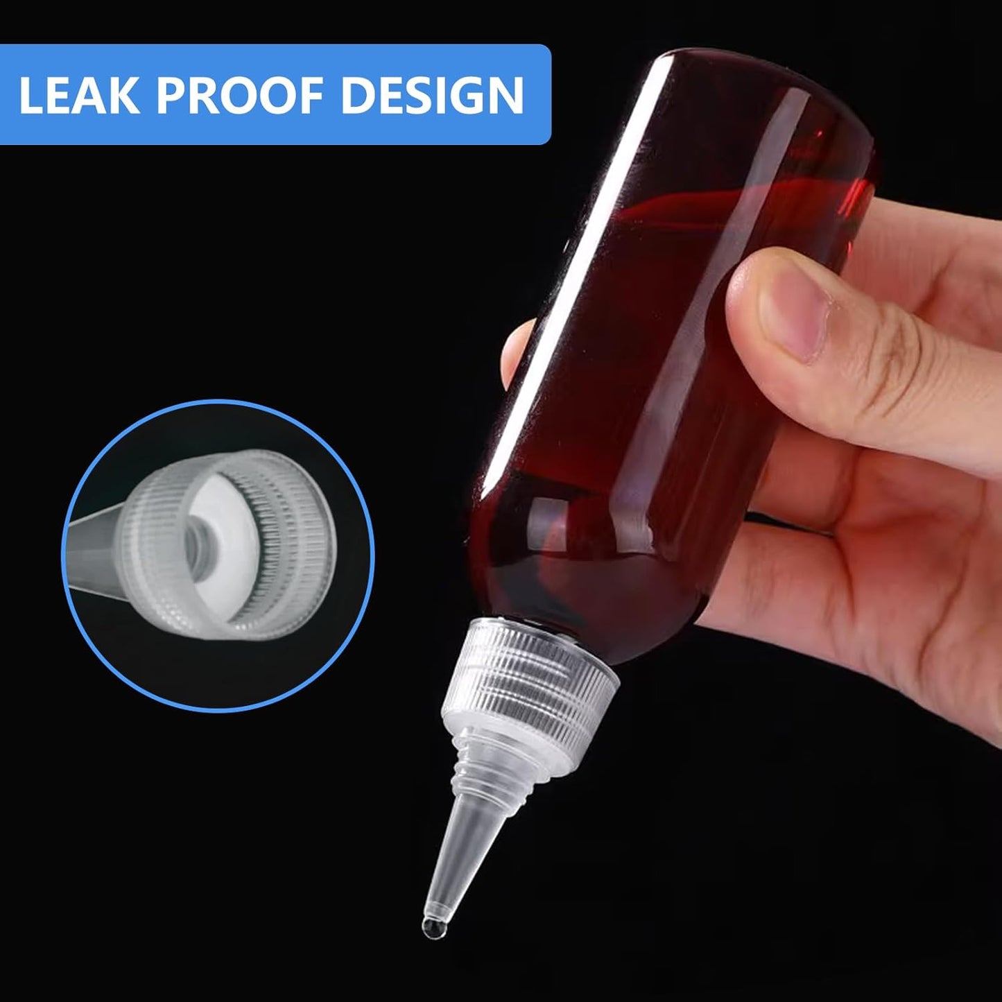 4 Pack 1 Oz (30ml) Amber Plastic Essential Oil Bottles with Funnel, Labels for Liquid Storage - No Droppers Needed