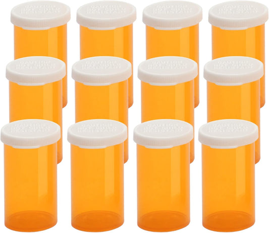 Empty Plastic Pill Bottles with Easy Open Caps (Not Child Resistant), Prescription Medication Vials, Clear Containers Pill Cases Dispenser Organizers (12pcs) (30 Dram)