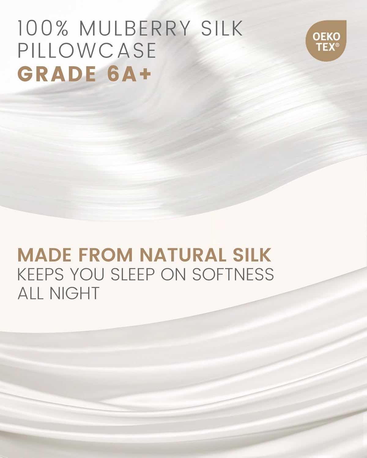 THXSILK 100% Pure Mulberry Silk Pillowcase for Hair and Skin, Grade 6A+ Mulberry Silk, Durable, Soft and Breathable Silk Pillow Case (King 20"x36", White)