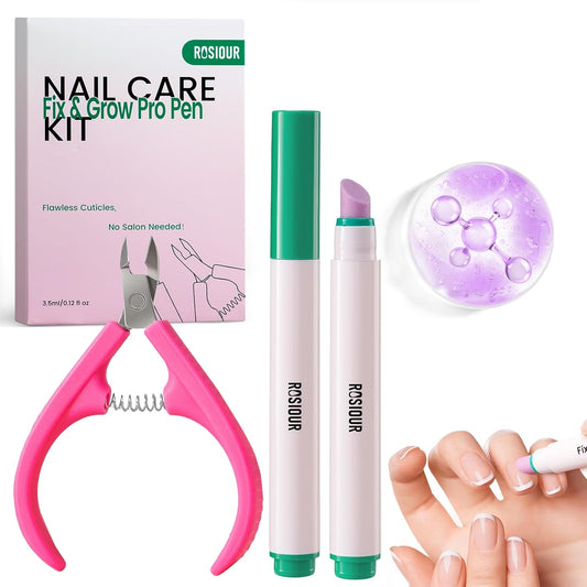 Ceramic Cuticle Oil Pusher Pen: 3-in-1 Nail Cuticle Buffer Pens with Cuticle Nipper for Hangnails, Dry & Damaged Nails, Moisturize Strengthen Brighten Nails Care