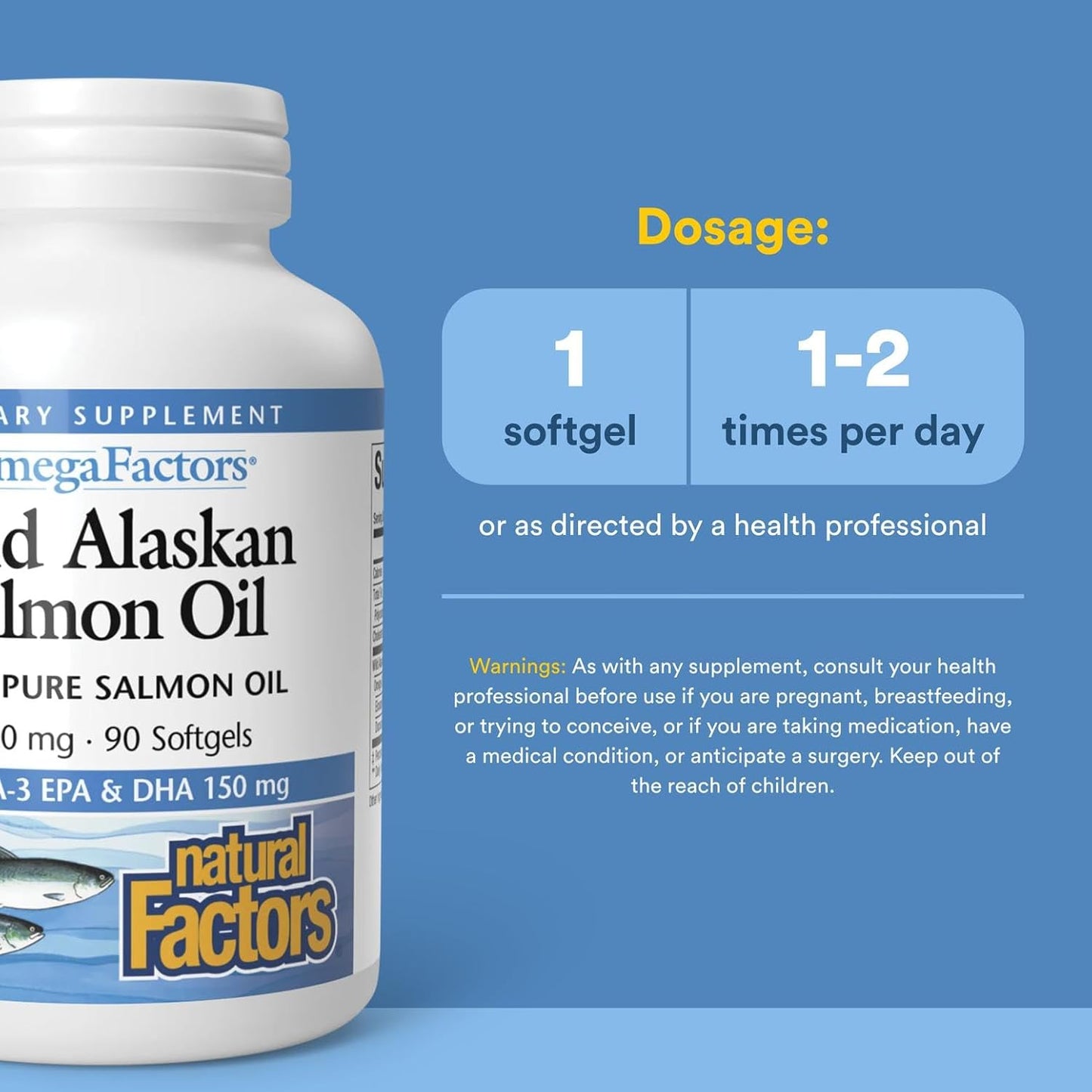 NATURAL FACTORS Wild Alask Salmon Oil, 90 CT