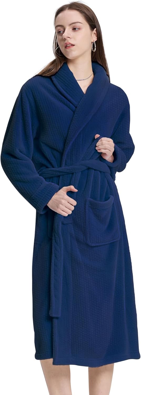Women's Shawl Collar Bathrobe, Soft Long Towel Robes for Women - Super Absorbent Quick Dry yet Warm