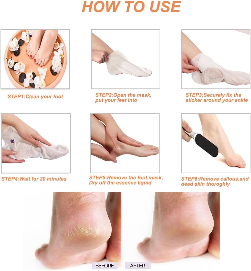 Professional Stainless Steel Foot File & Rasp Callus Remover - Remove Hard & Dead Skin, Dual Sided for Wet and Dry Feet, Innovative Pedicure Solution with 2pcs Foot Mask Set