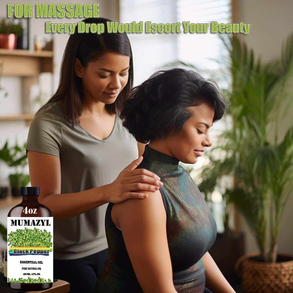 Black Pepper Essential Oil, Black Pepper Oil 4 Fl Oz 120ML for Diffuser Humidifier Yoga Cleaning DIY Candle Soap Making Essential Oils