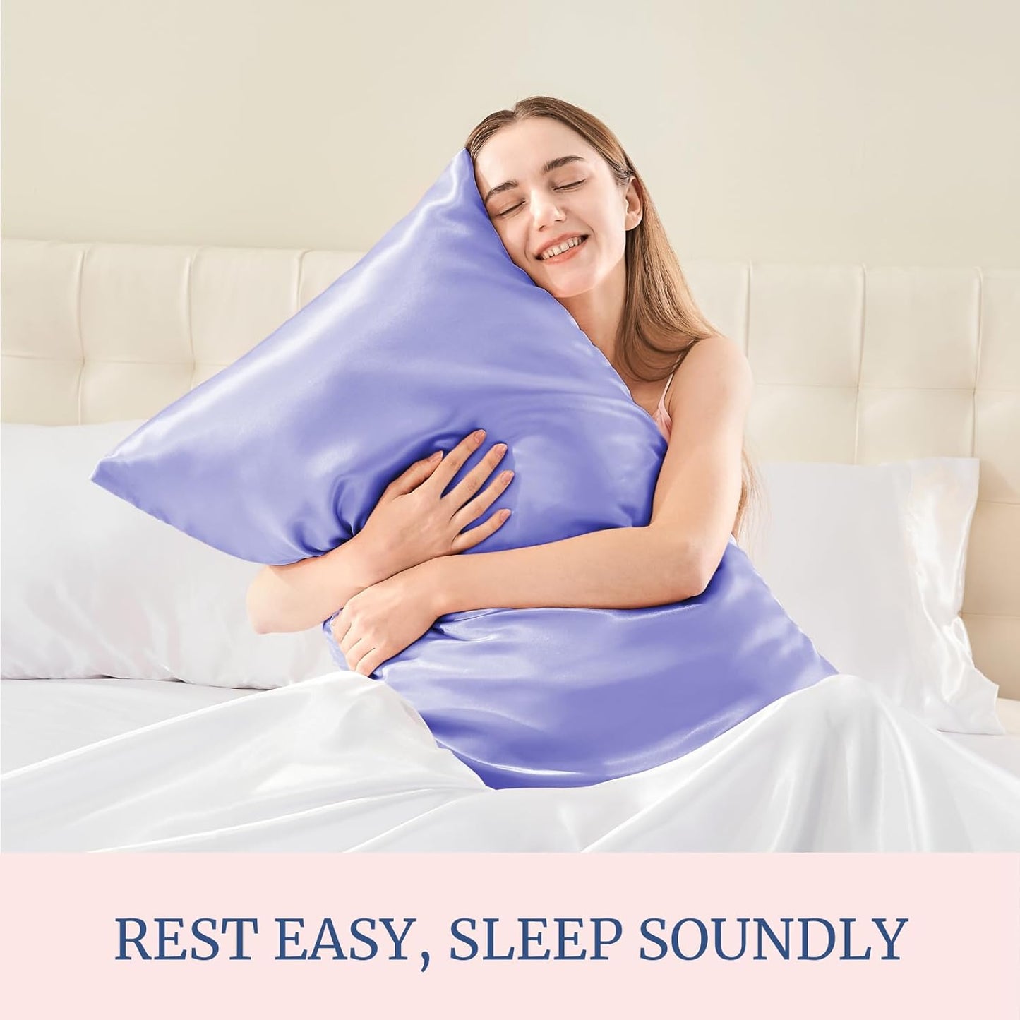 BEDELITE Satin Pillowcase for Hair and Skin, Super Soft Similar to Silk Pillow Cases 4 Pack with Envelope Closure, Cooling Pillowcases for Women Men (20"x40" King Size, Lilac)