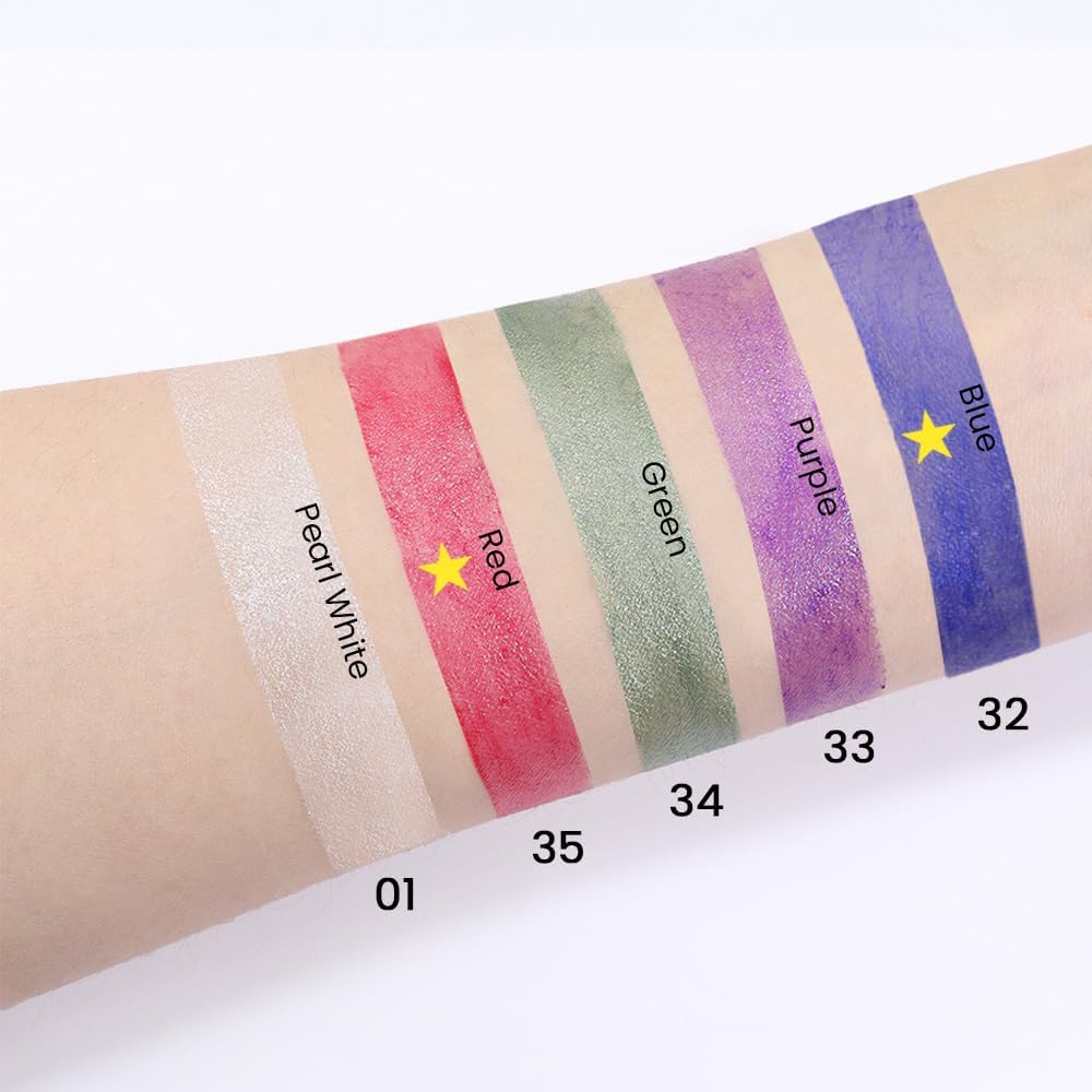 evpct 2Pcs Cream Eyeshadow Sticks Set for Eyes Waterproof, Blue Shimmer & Red Shimmer Matte Eye shadow Stick Pencil Pen Bulk sombras en crema para ojos 32+35