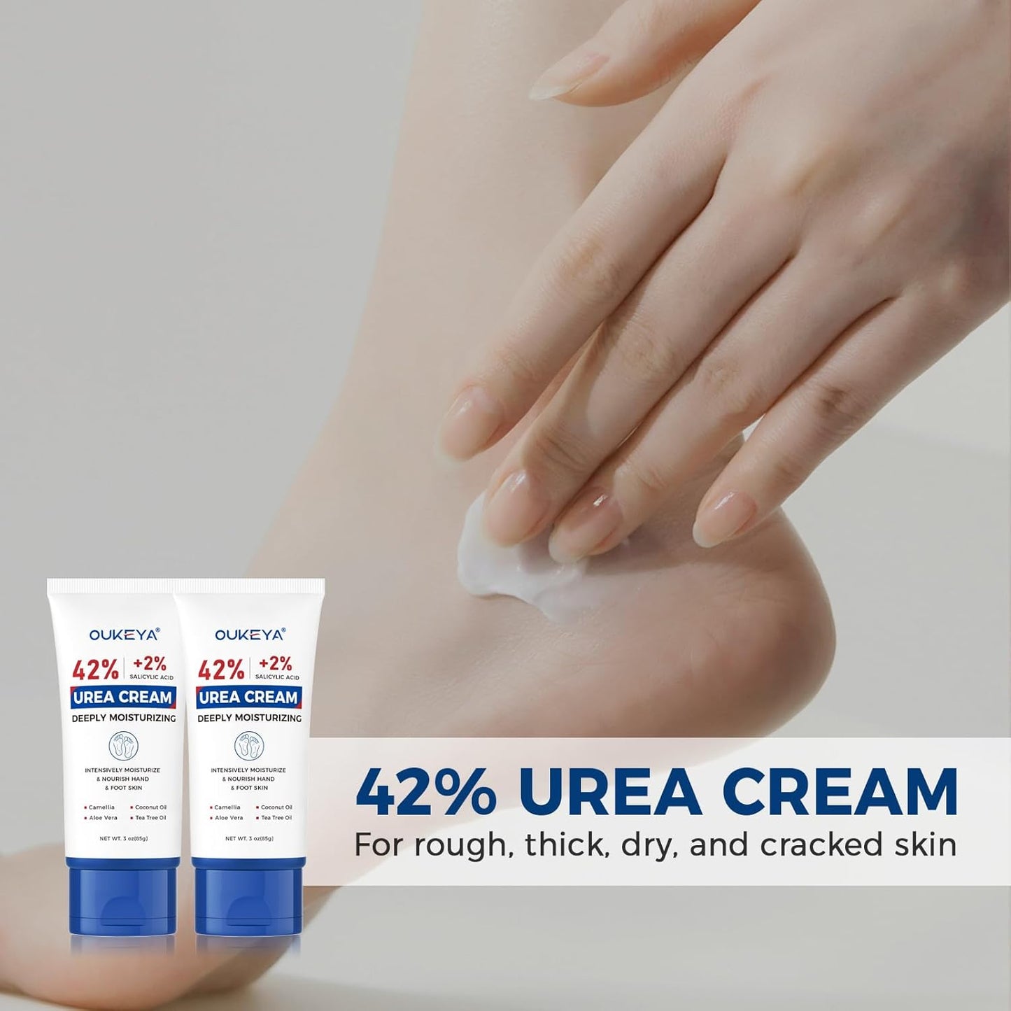 OUKEYA 2 Pack Urea Cream 42 Percent with 2% Salicylic Acid Tube 3 Oz